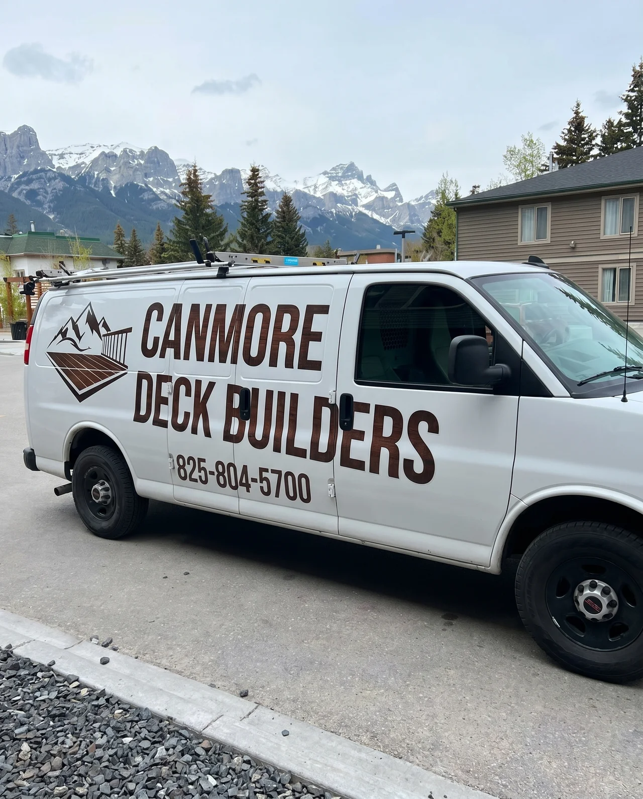 Canmore Deck Builders crew on site in the Bow Valley